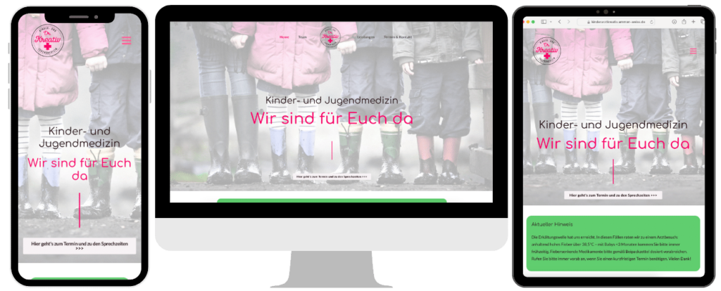 Website Kinderarzt Design "Kreativ" - dargestellt auf 3 Geräten